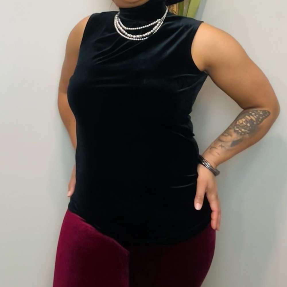 Susan Graver Black Velvet Sleeveless Turtleneck